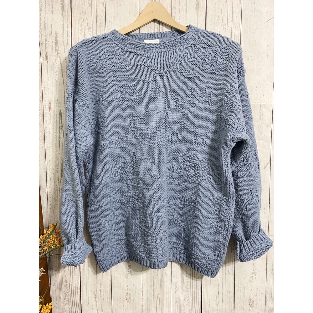 VINTAGE Cozy Knit Sweater Light Blue Small